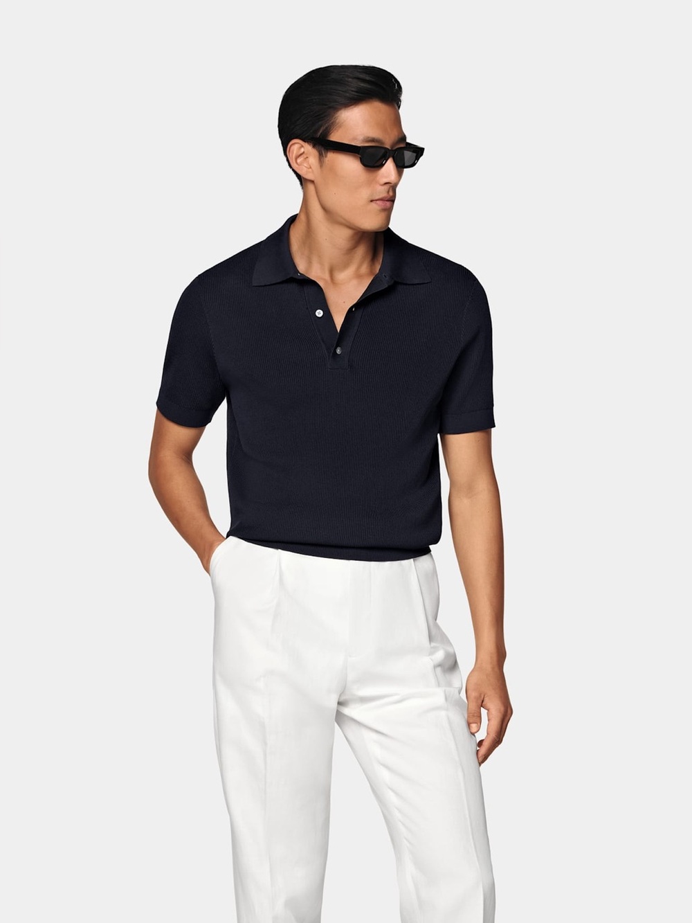 Suitsupply Black Cotton Silk Polo Shirt Size XXL